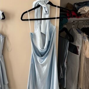 Elegant Light Blue Satin Dress